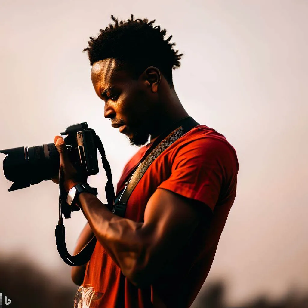 Professional event photographer in action